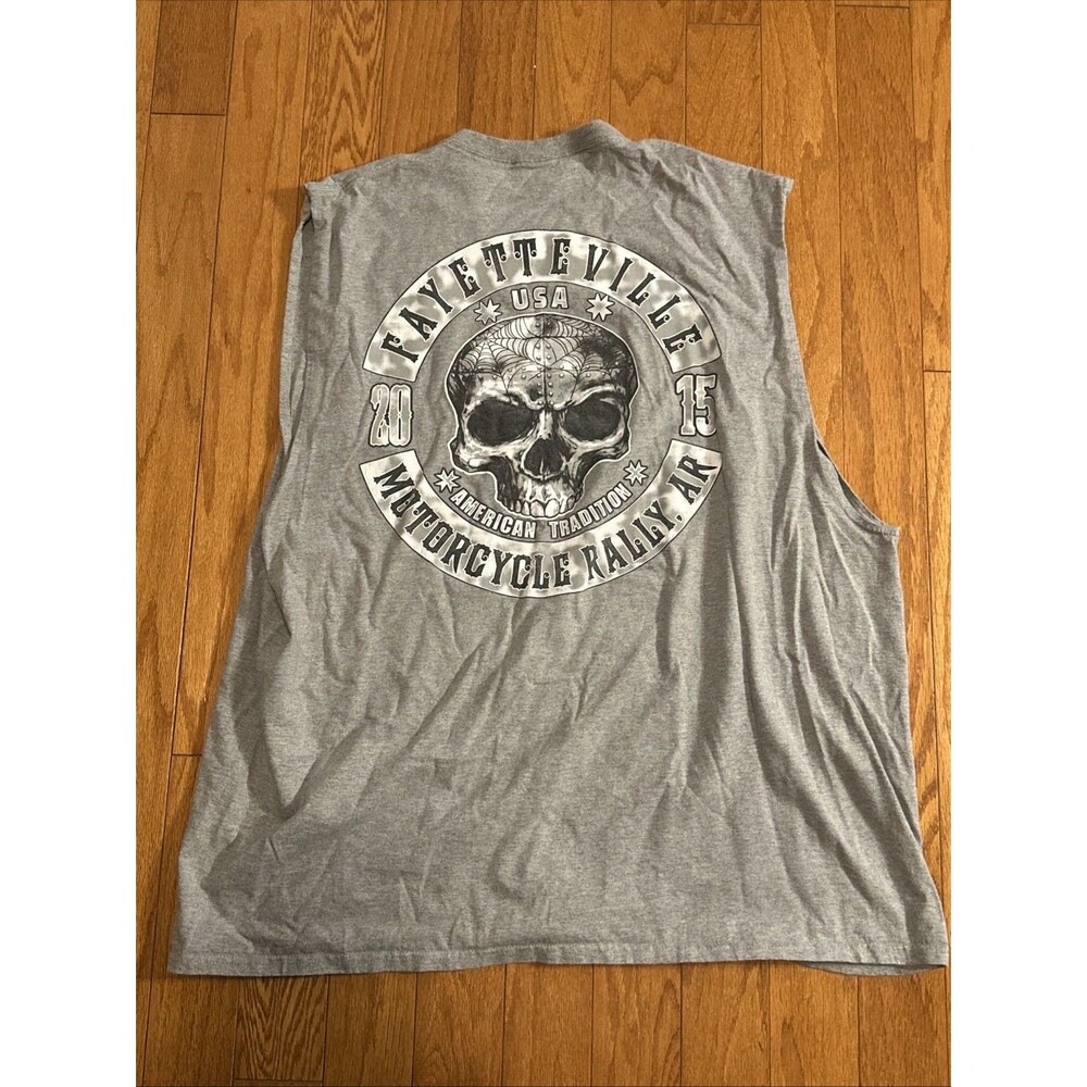 2015 Fayetteville, AR Motorcycle Rally t-shirt Mens 3XL, skull design sleeveless